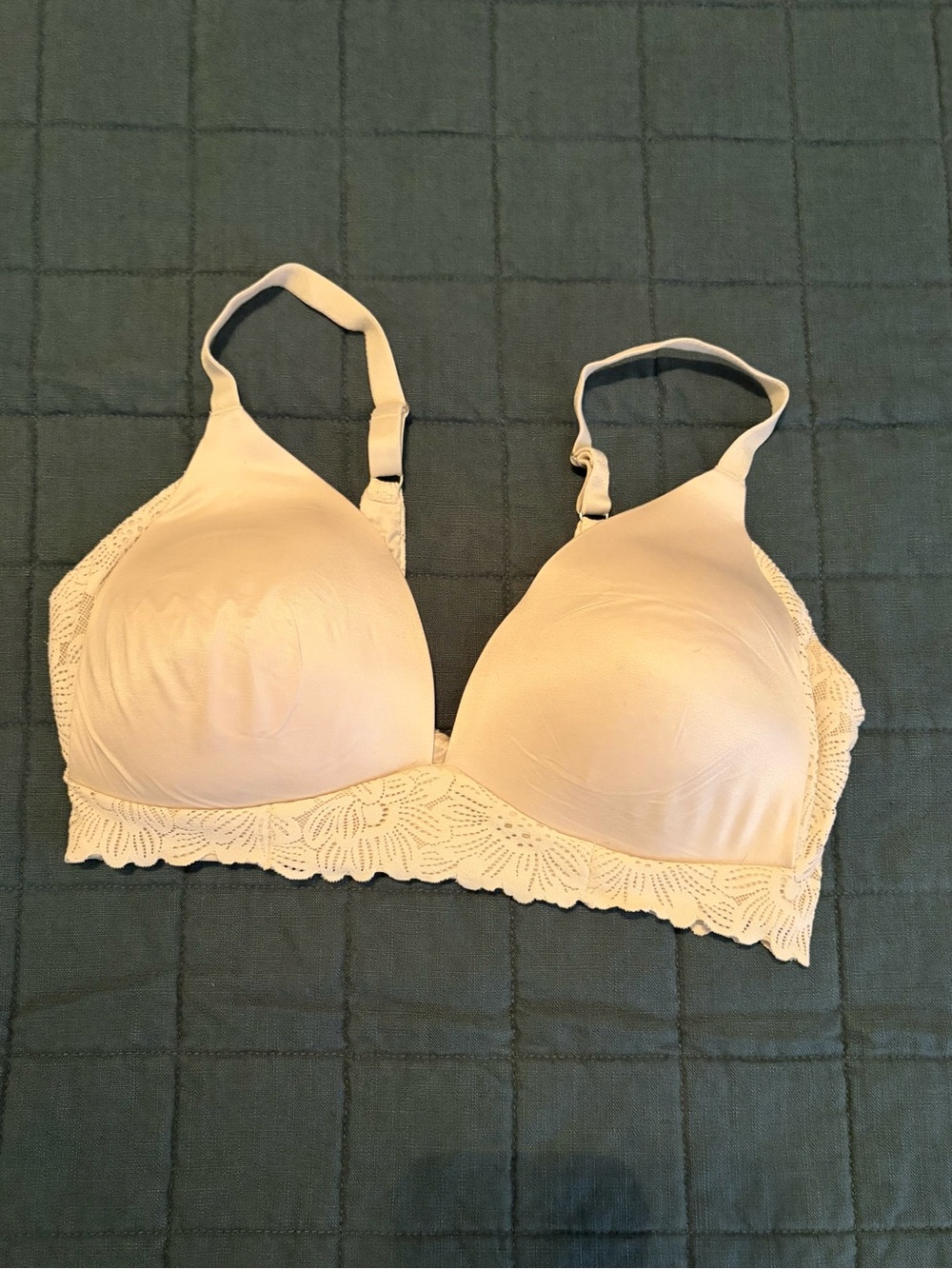 Aerie Wireless Lace-Trim T-Shirt Bra in Cream
